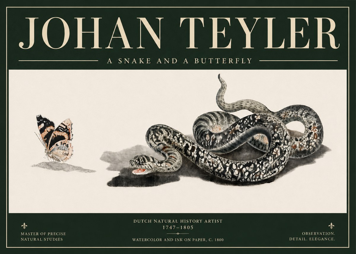 Johan Teyler Snake and Butterfly No5 - Juliste
