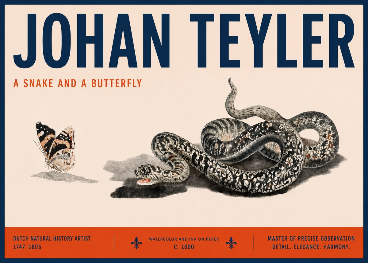Johan Teyler Snake and Butterfly No6 - Juliste