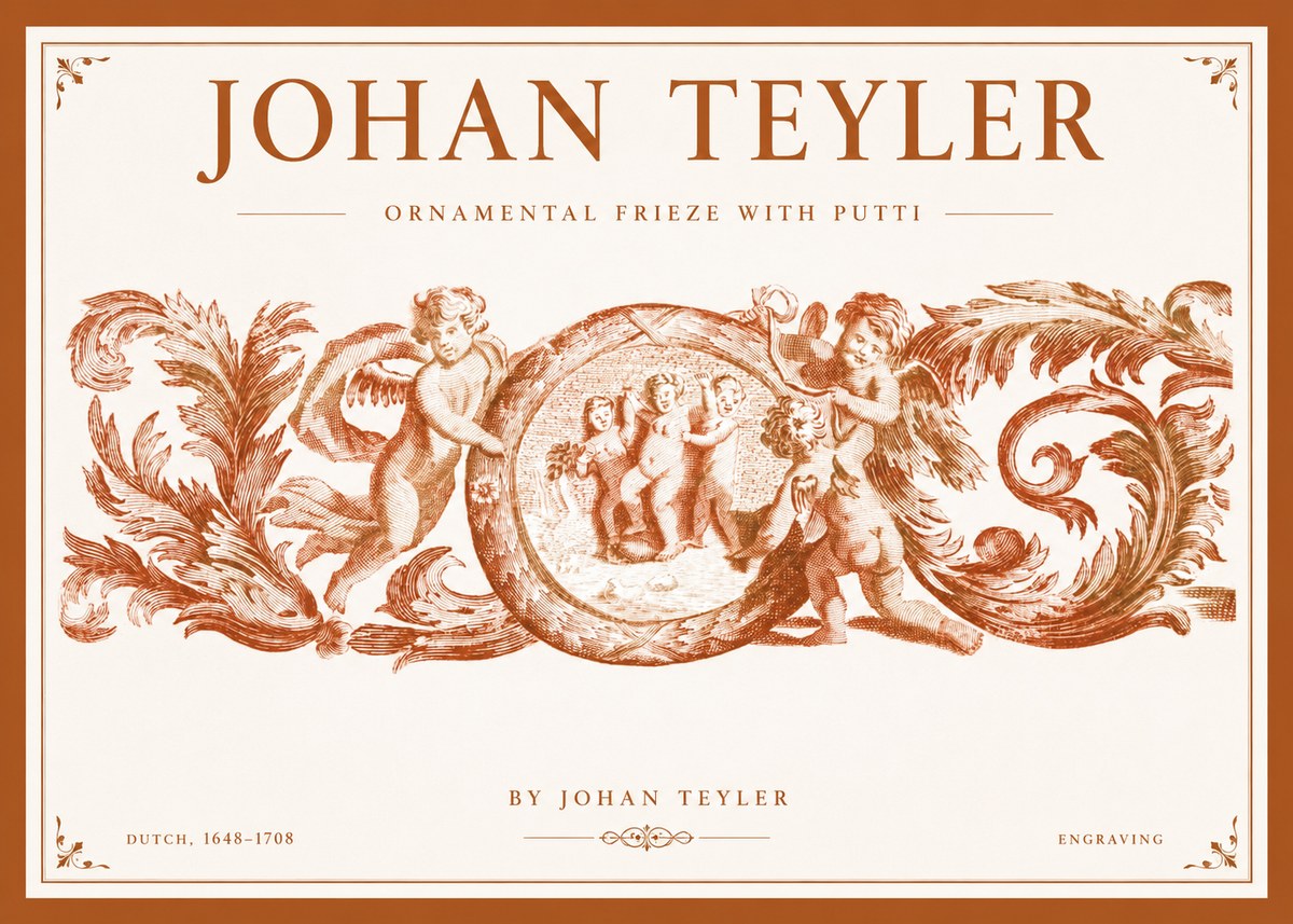 Johan Teyler Ornamental Frieze with Putti No1 - Juliste