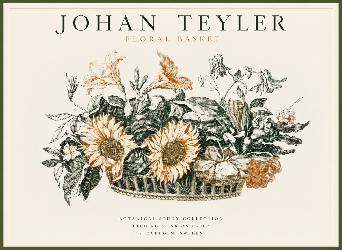 Johan Teyler Floral Basket No1 - Juliste