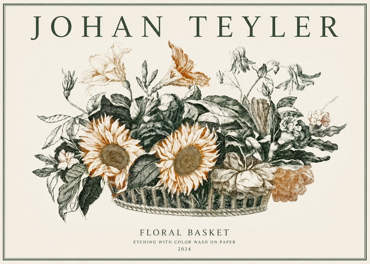 Johan Teyler Floral Basket No2 - Juliste