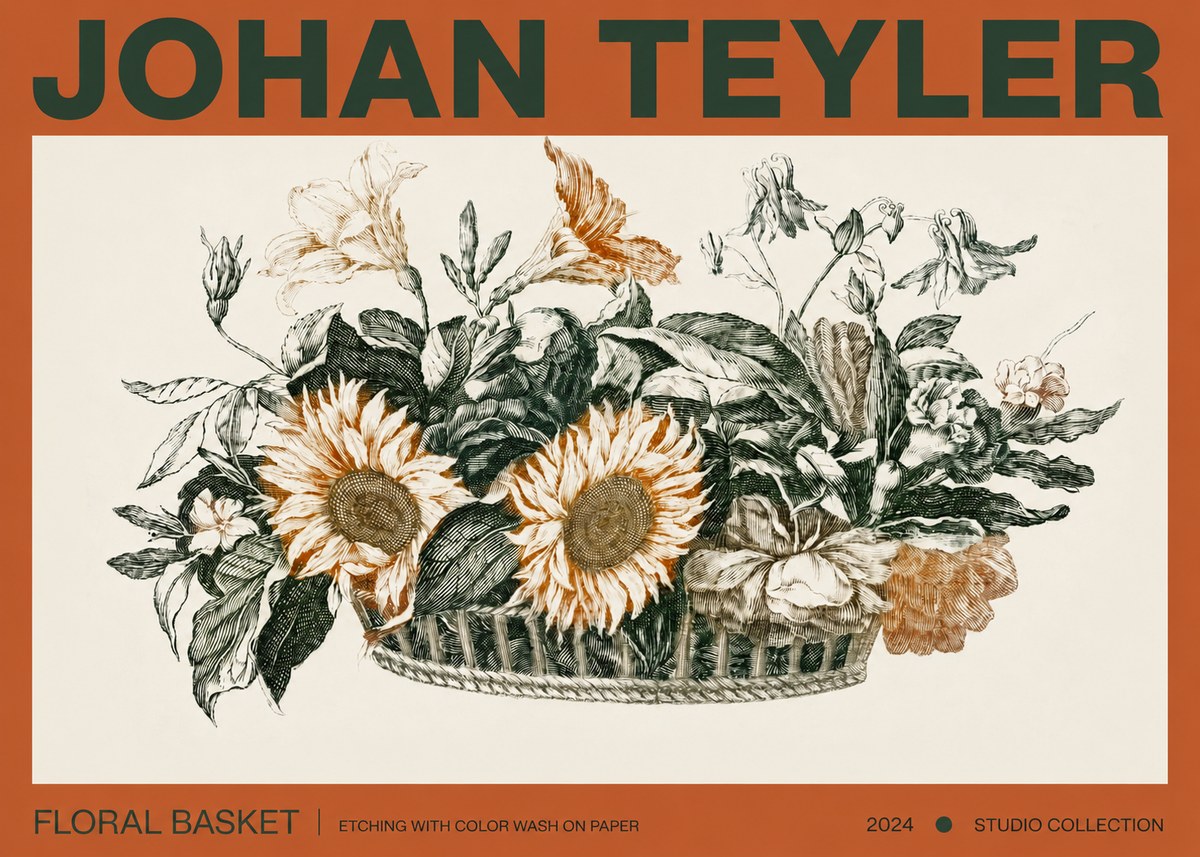 Johan Teyler Floral Basket No3 - Juliste
