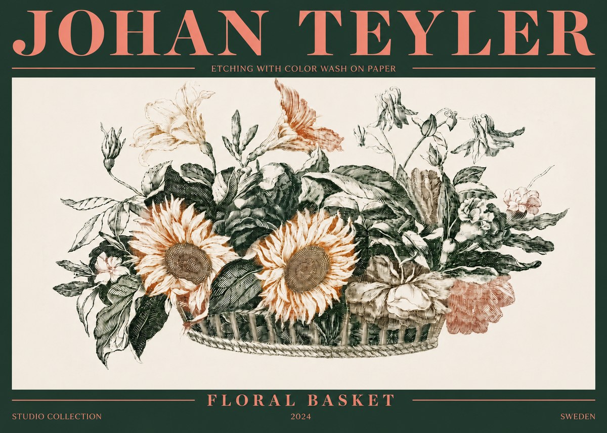 Johan Teyler Floral Basket No4 - Juliste