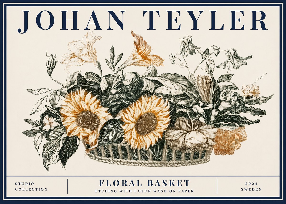 Johan Teyler Floral Basket No5 - Juliste