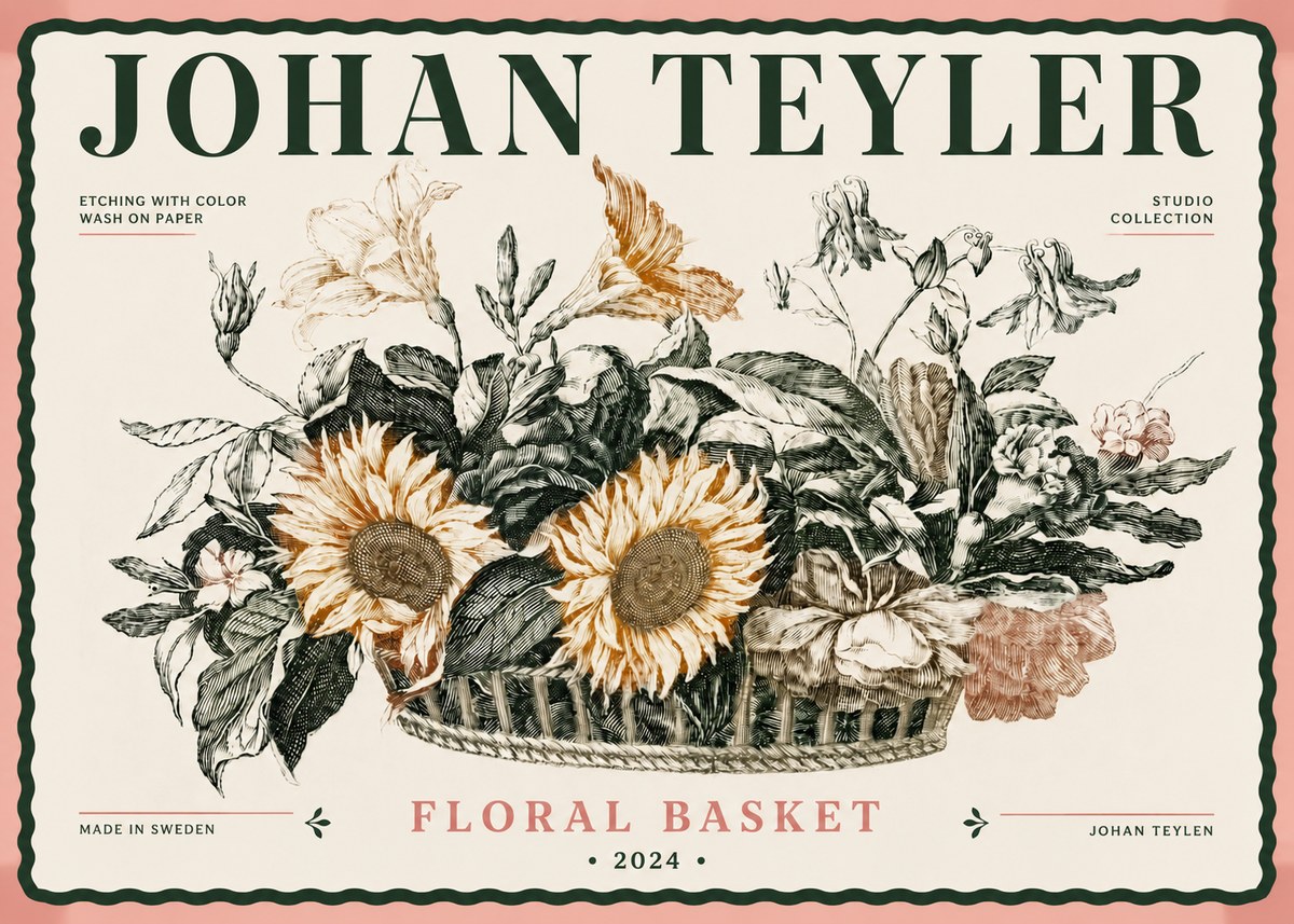 Johan Teyler Floral Basket No6 - Juliste