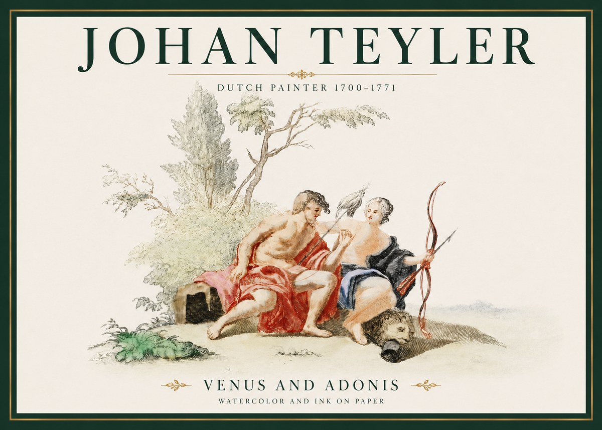 Johan Teyler Venus and Adonis No3 - Juliste