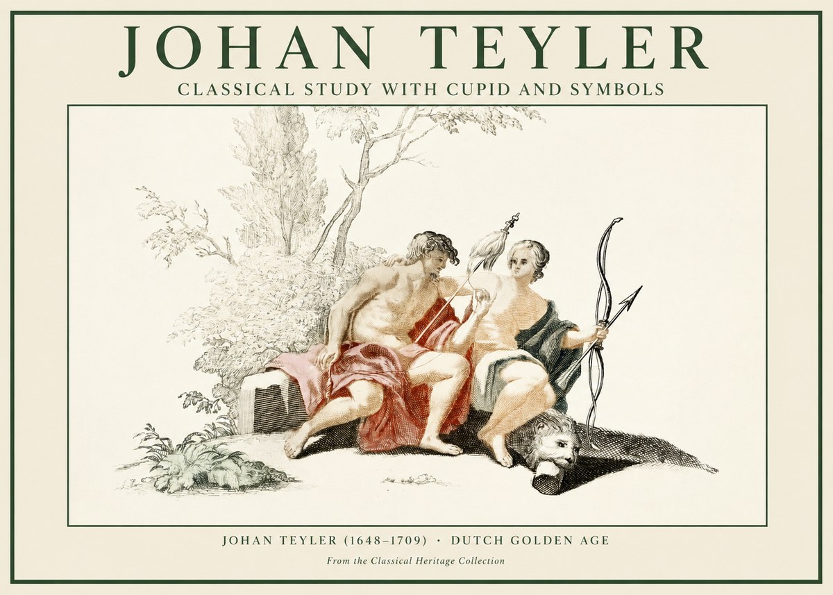 Johan Teyler Classical Study with Cupid and Symbols No1 - Juliste
