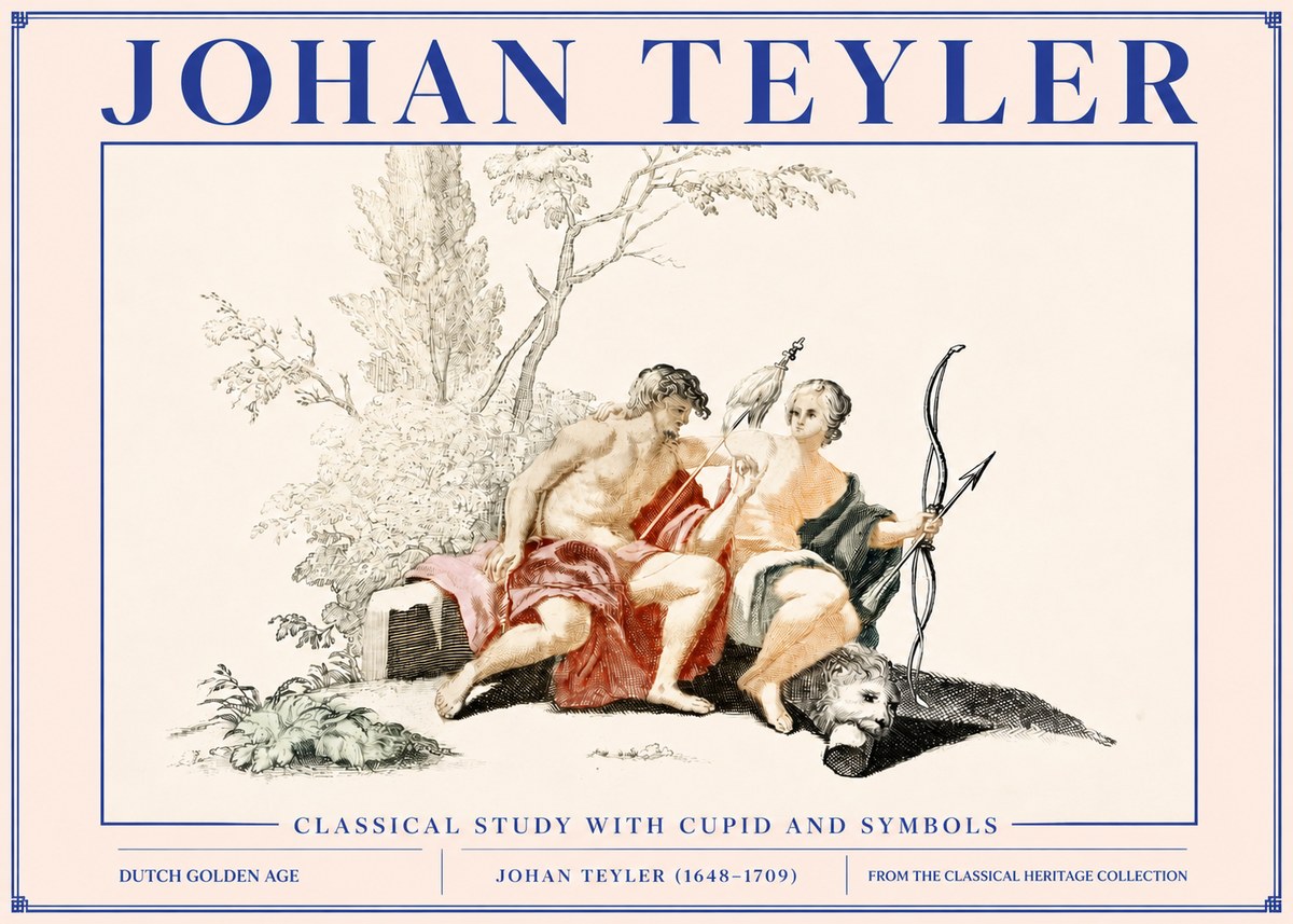 Johan Teyler Classical Study with Cupid and Symbols No3 - Juliste