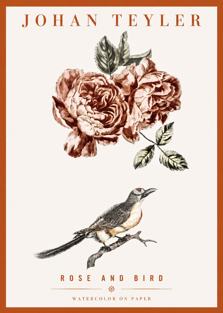 Johan Teyler Rose and Bird II No4 - Juliste