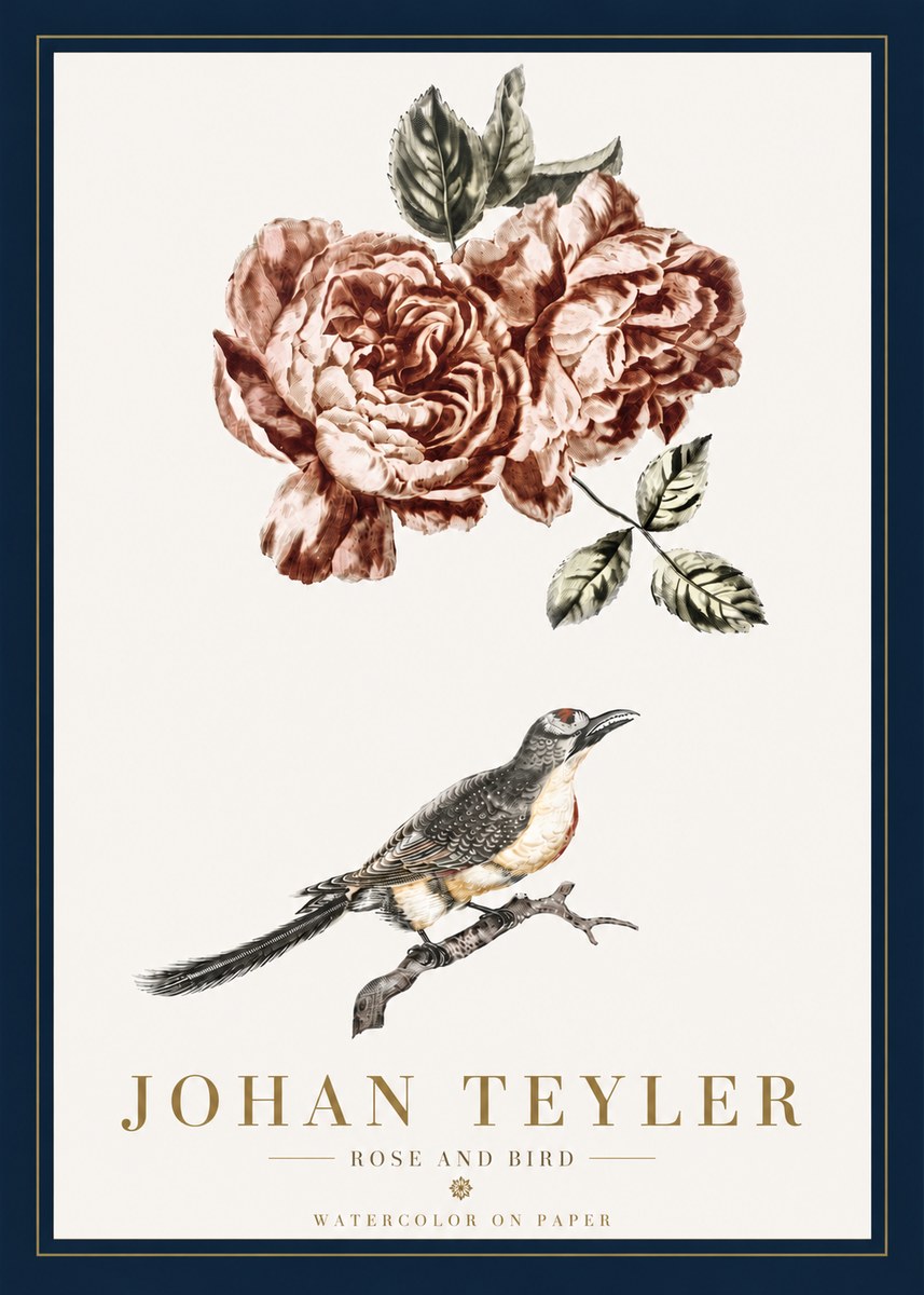 Johan Teyler Rose and Bird II No5 - Juliste