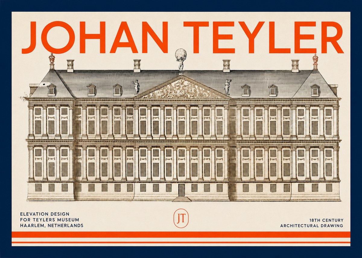 Johan Teyler Elevation Design for Teylers Museum, Haarlem No2 - Juliste