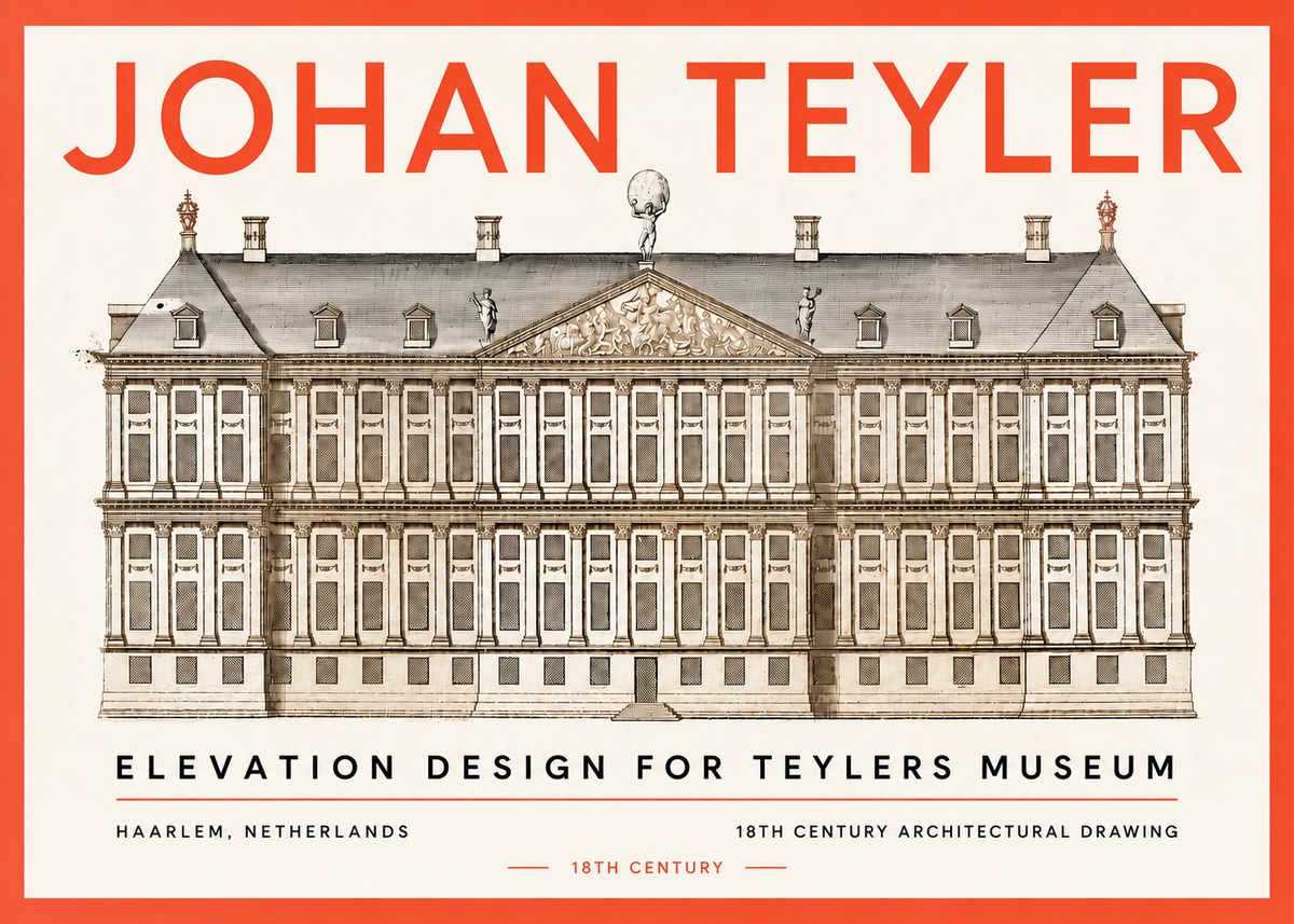 Johan Teyler Elevation Design for Teylers Museum, Haarlem No5 - Juliste