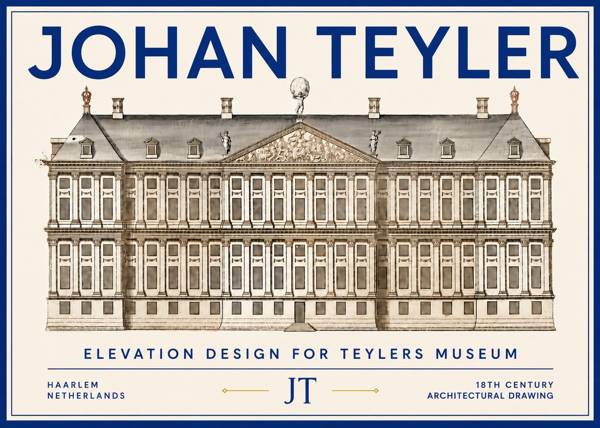 Johan Teyler Elevation Design for Teylers Museum, Haarlem No6 - Juliste
