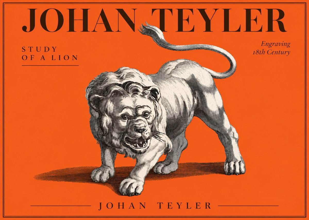 Johan Teyler Study of a Lion No3 - Juliste