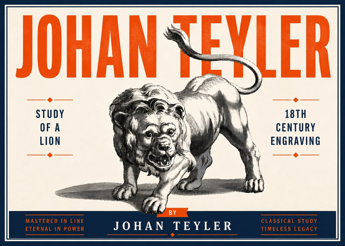 Johan Teyler Study of a Lion No6 - Juliste
