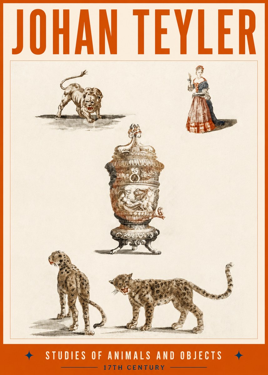 Johan Teyler Studies of Animals and Objects No2 - Juliste