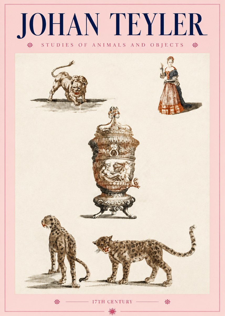 Johan Teyler Studies of Animals and Objects No4 - Juliste