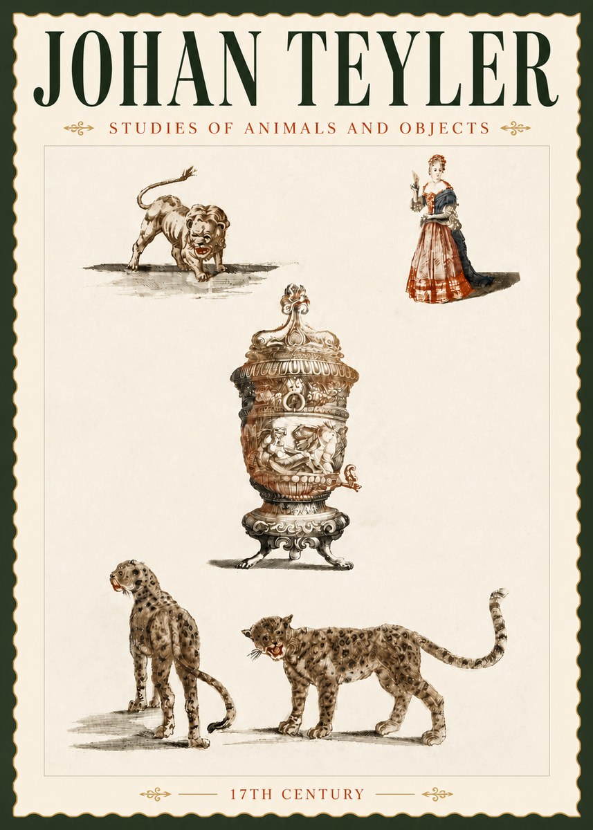 Johan Teyler Studies of Animals and Objects No5 - Juliste
