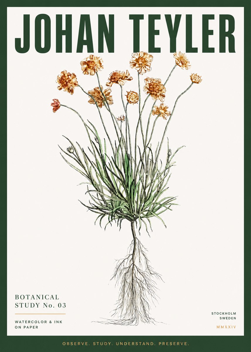 Johan Teyler Botanical Study No. 01 No3 - Juliste