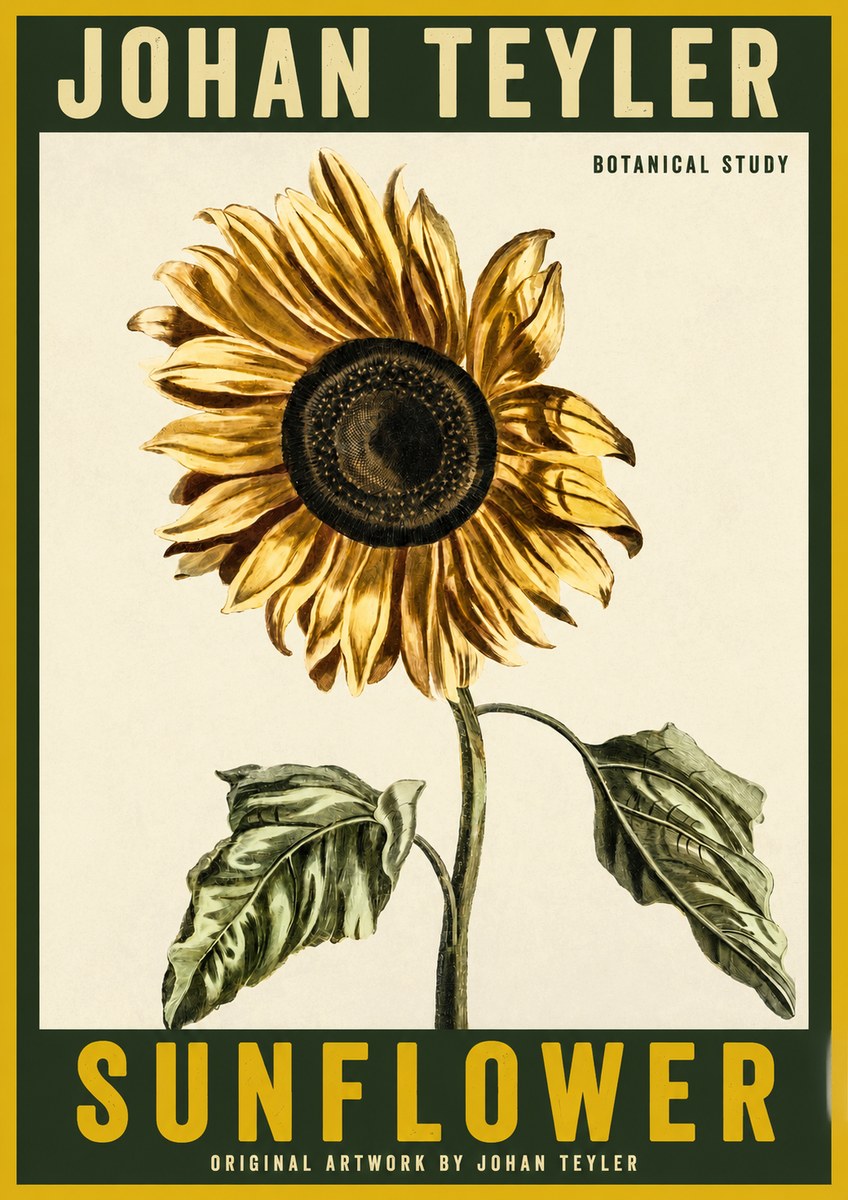 Johan Teyler Sunflower - Botanical Study No2 - Juliste