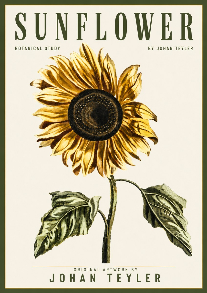 Johan Teyler Sunflower - Botanical Study No4 - Juliste