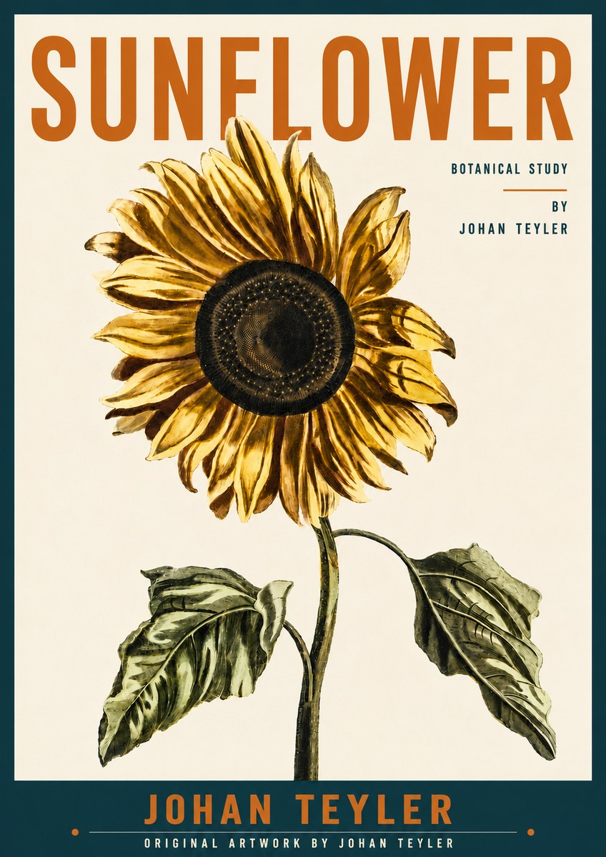 Johan Teyler Sunflower - Botanical Study No5 - Juliste