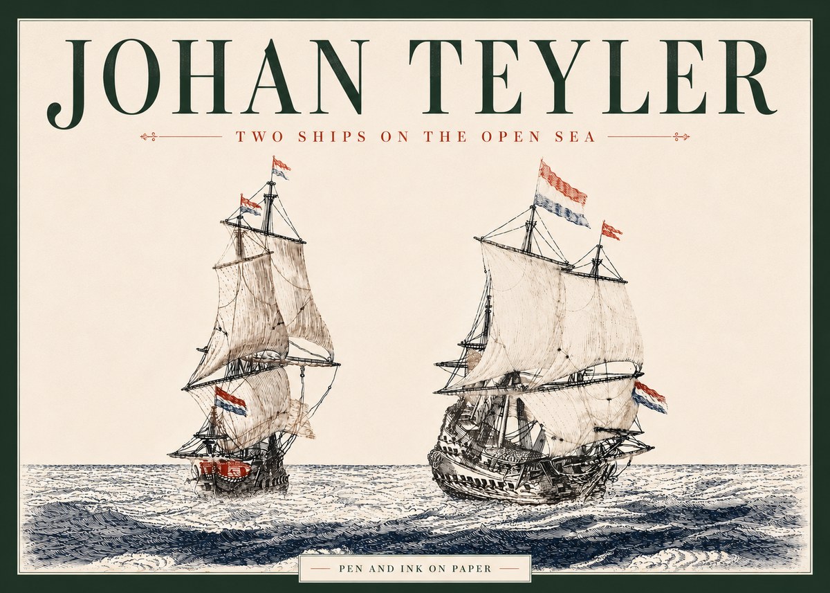 Johan Teyler Two Ships on the Open Sea No6 - Juliste
