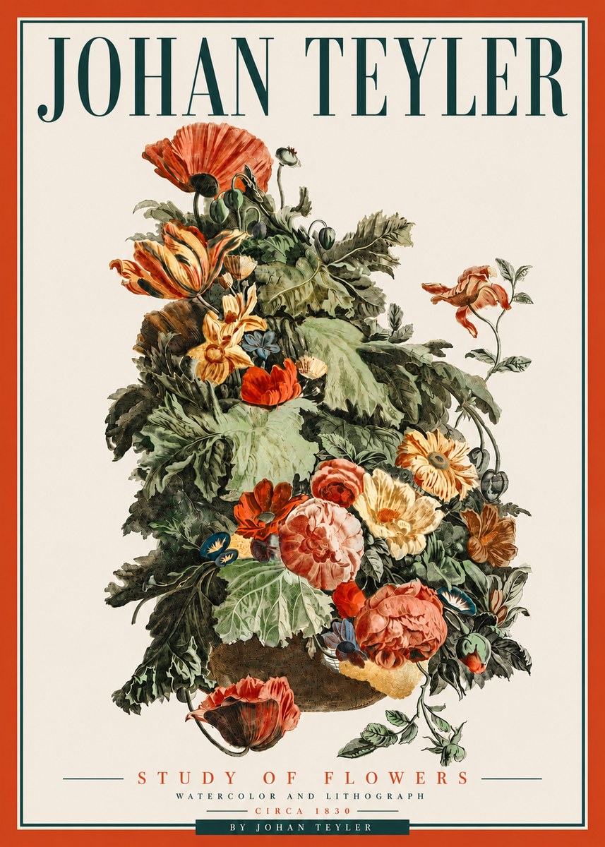 Johan Teyler Study of Flowers No5 - Juliste