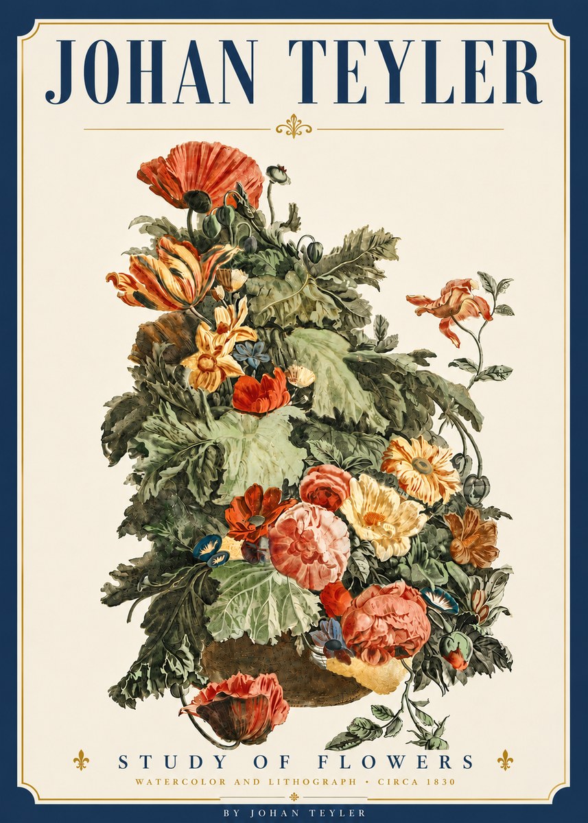 Johan Teyler Study of Flowers No6 - Juliste
