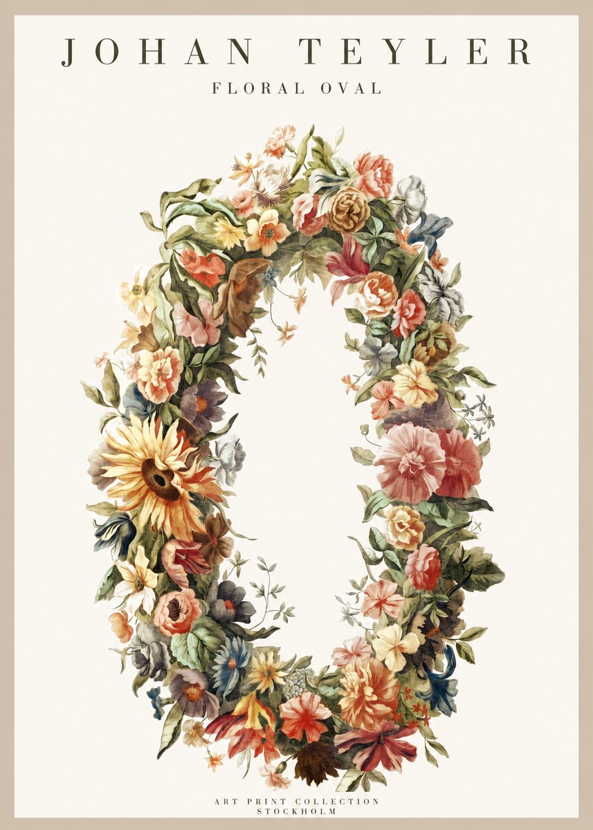 Johan Teyler Floral Oval No1 - Juliste