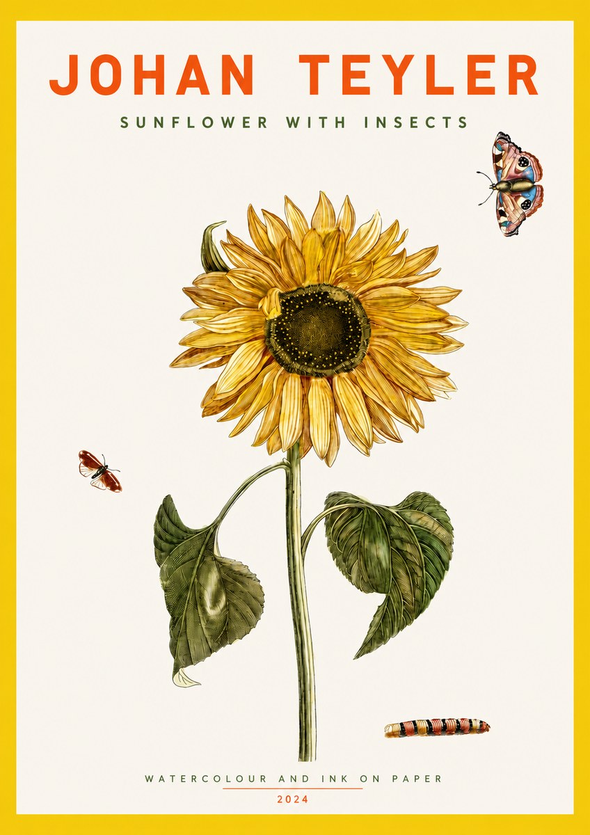 Johan Teyler Sunflower with Insects No2 - Juliste