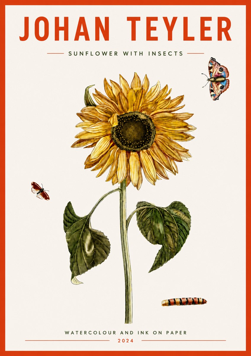 Johan Teyler Sunflower with Insects No4 - Juliste