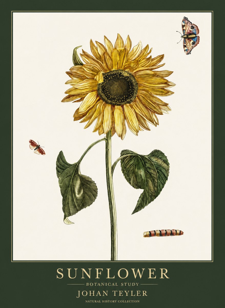 Johan Teyler Sunflower with Insects No6 - Juliste