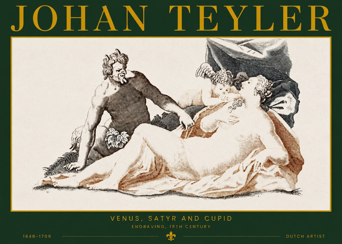 Johan Teyler Venus, Satyr and Cupid No2 - Juliste