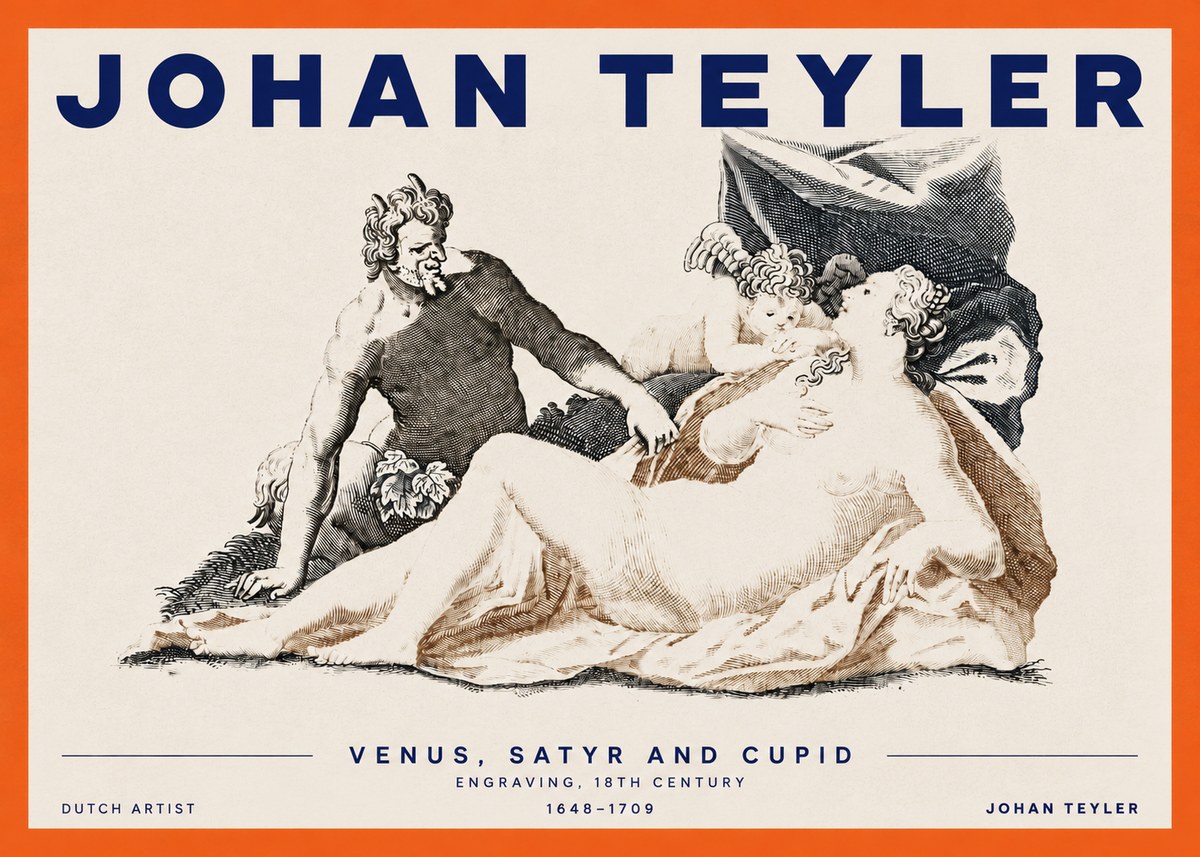 Johan Teyler Venus, Satyr and Cupid No3 - Juliste