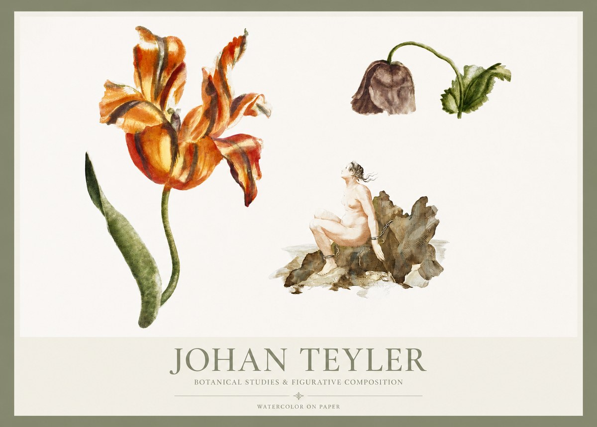 Johan Teyler Botanical Studies & Figurative Composition No1 - Juliste