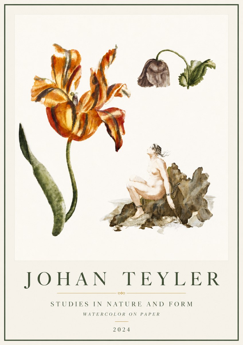 Johan Teyler Botanical Studies & Figurative Composition No5 - Juliste