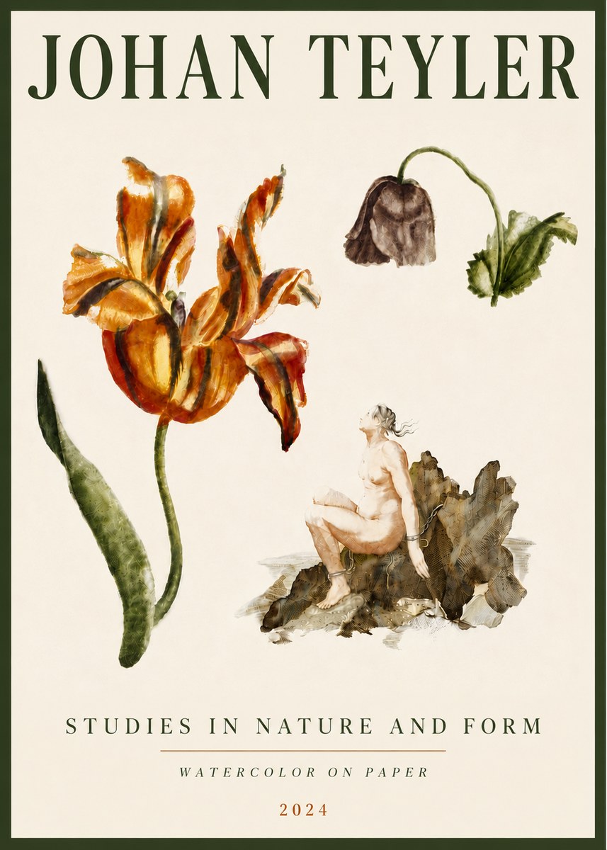 Johan Teyler Botanical Studies & Figurative Composition No6 - Juliste