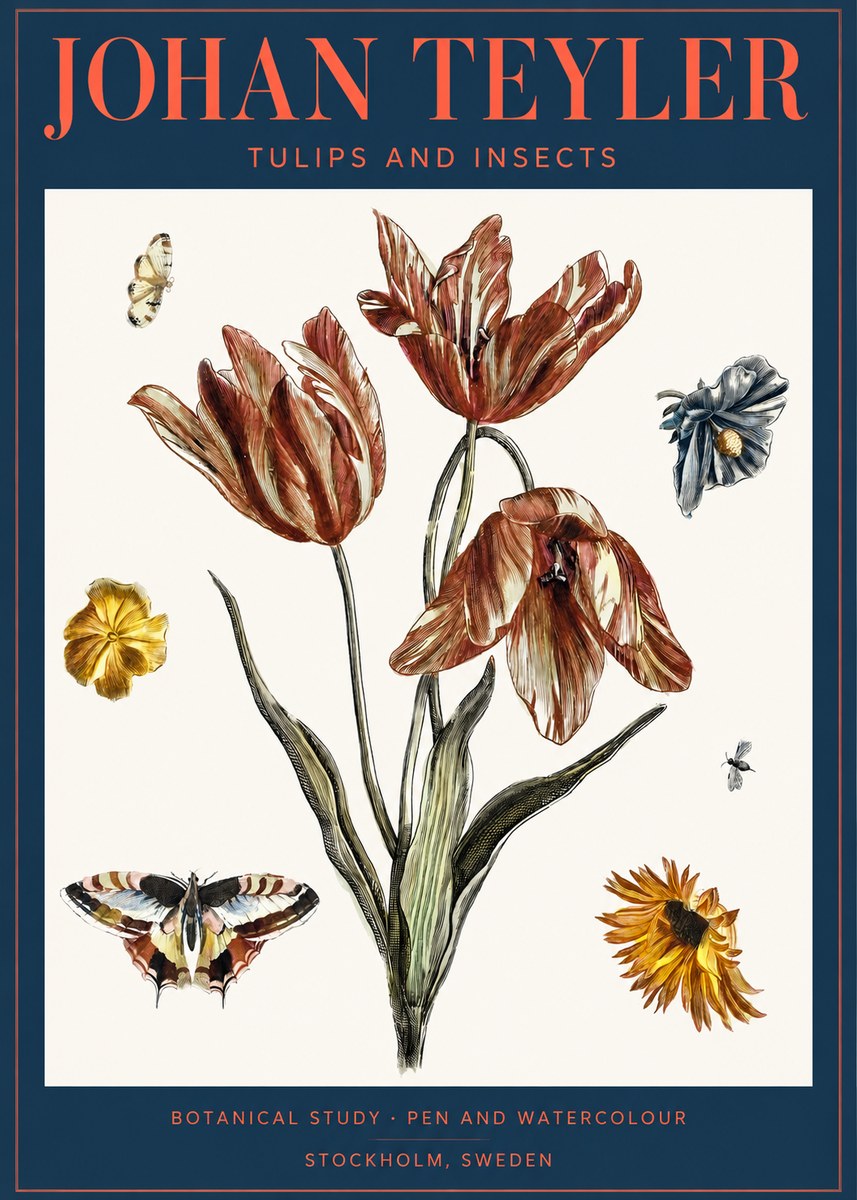 Johan Teyler Tulips and Insects No2 - Juliste
