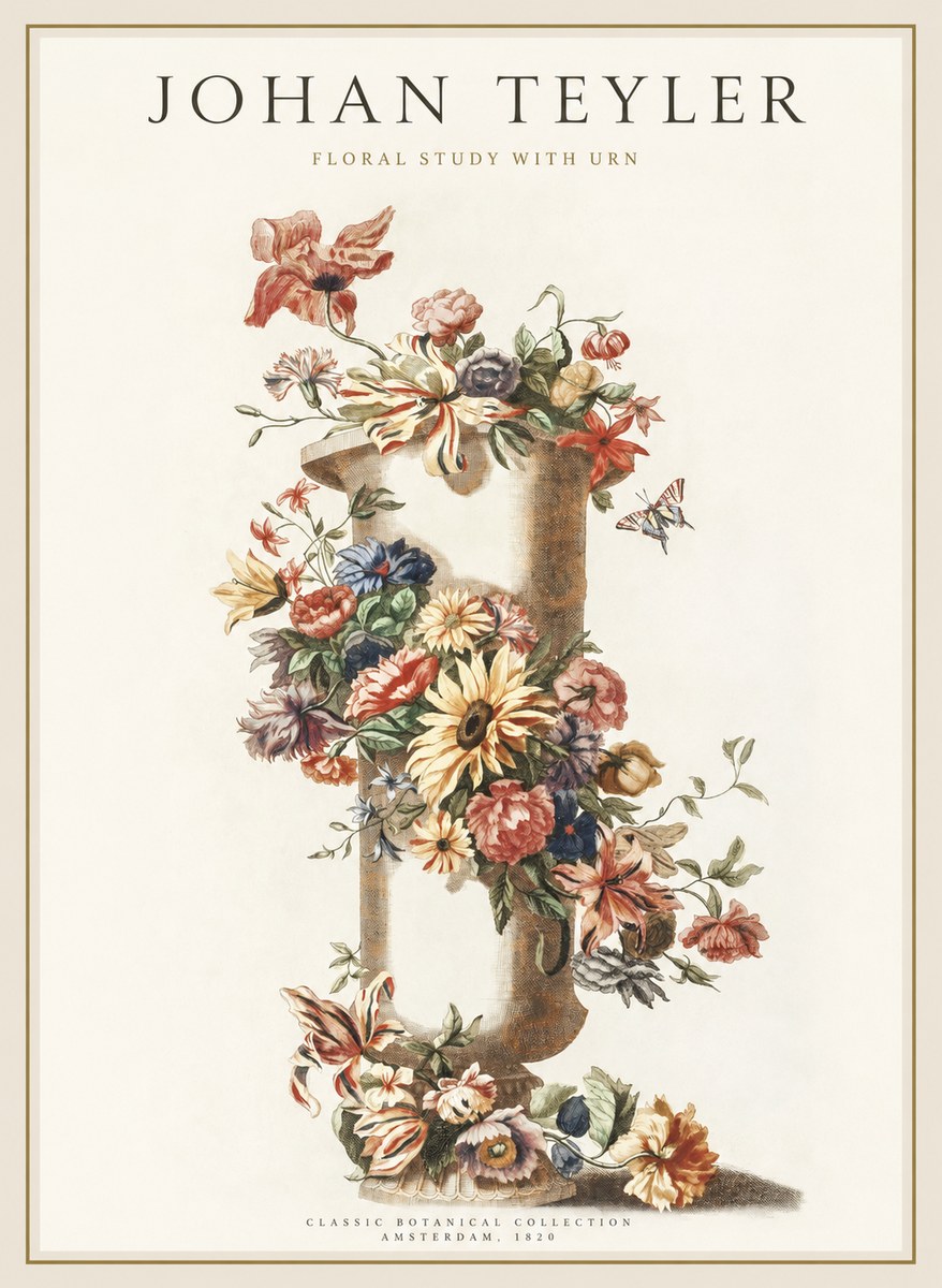 Johan Teyler Floral Study with Urn No1 - Juliste