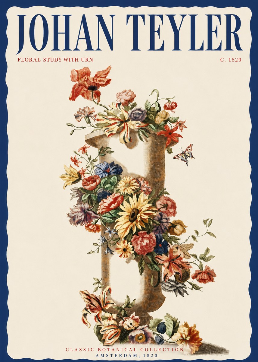 Johan Teyler Floral Study with Urn No2 - Juliste