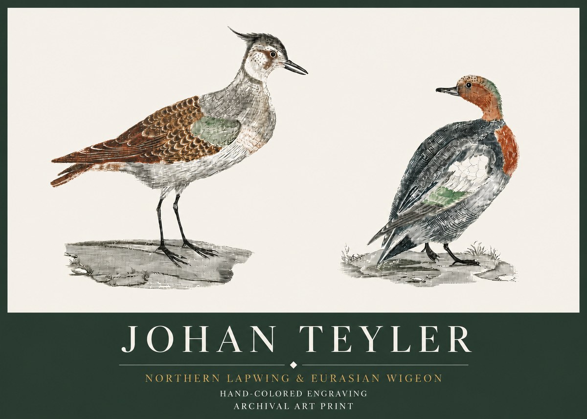 Johan Teyler Northern Lapwing & Eurasian Wigeon No3 - Juliste