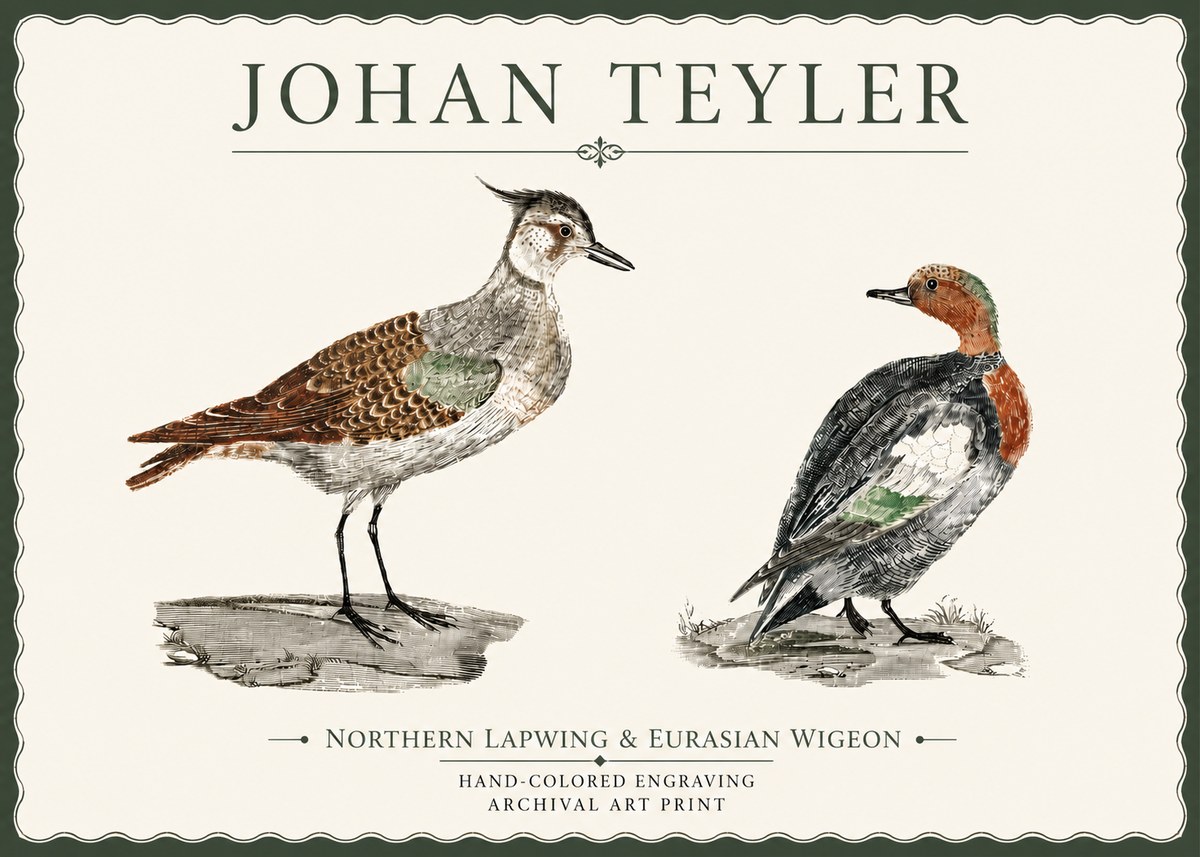 Johan Teyler Northern Lapwing & Eurasian Wigeon No4 - Juliste