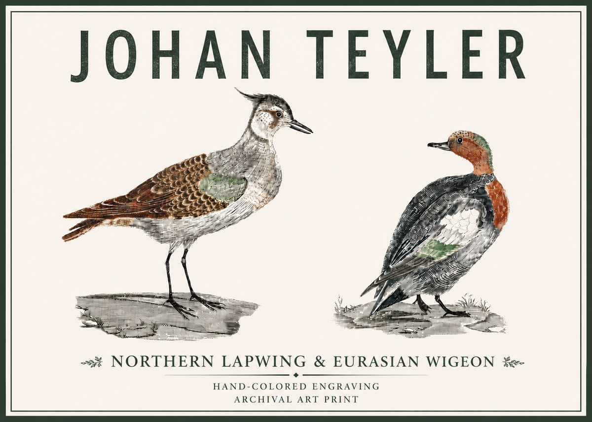 Johan Teyler Northern Lapwing & Eurasian Wigeon No5 - Juliste