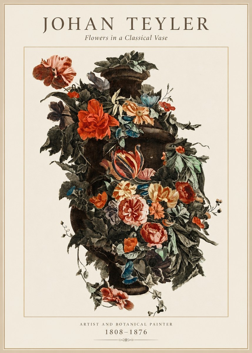 Johan Teyler Flowers in a Classical Vase No1 - Juliste