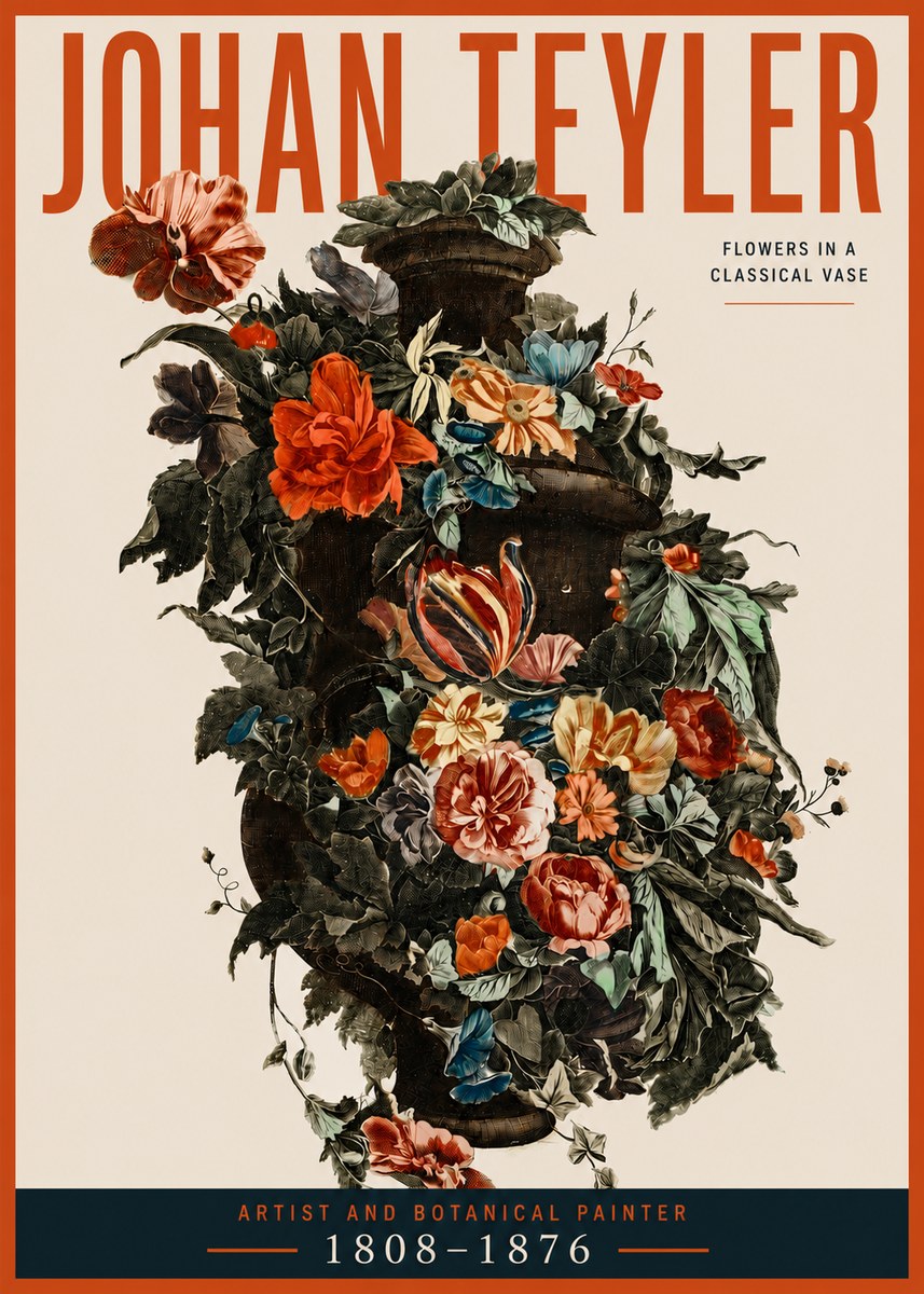 Johan Teyler Flowers in a Classical Vase No3 - Juliste