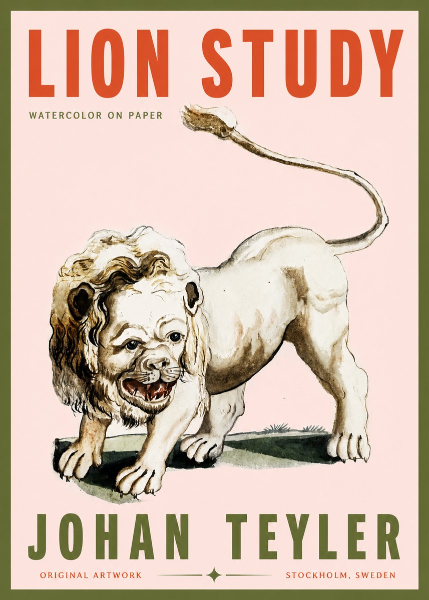 Johan Teyler Lion Study No3 - Juliste