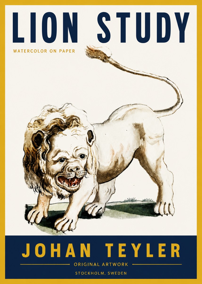 Johan Teyler Lion Study No4 - Juliste