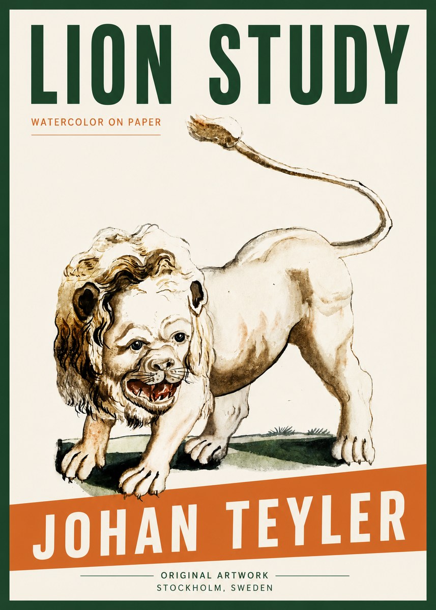 Johan Teyler Lion Study No5 - Juliste