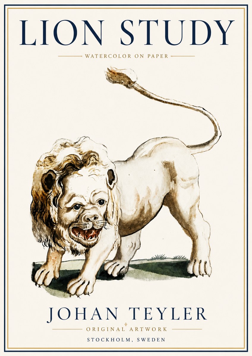 Johan Teyler Lion Study No6 - Juliste